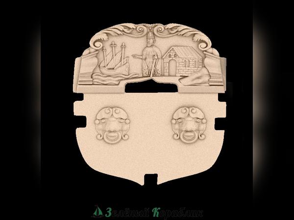 DV-02-2 Деревянный кормовой декор для Ботика Петра I (масштаб 1:72)