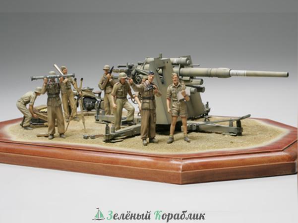 35283 Немецкая 88-мм зенитка Gun Flak 36 с артиллерийским расчетом (8 фигур), мотоциклом, африканский корпус