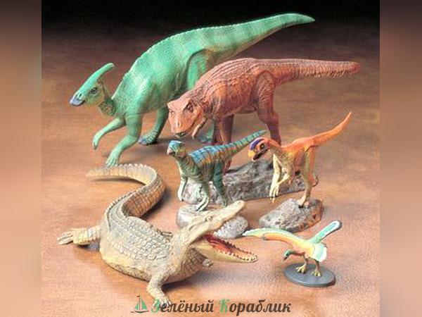 60107 1/35 Mesozoic Creatures 6 фигур (Детеныши Parasaurolohus и Tyrannosaurus, Oviraptor, Hypsilophodon, крокодил и птица Archaeopteryx)