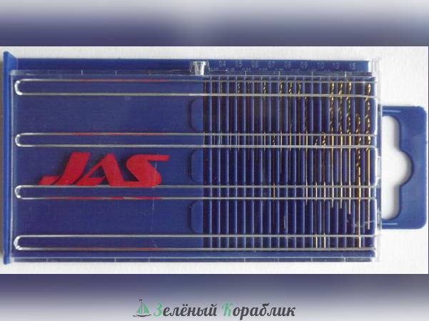 JAS4280 Мини-сверла, диаметр 0,3 - 1,6 мм, набор, 20 шт., HSS М35, нитрид-титановое покрытие