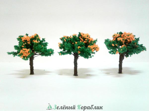 D10025 Макет дерева с оранжевыми цветами (ширина 30 мм, высота 40 мм)