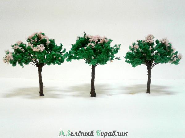 D10026 Макет дерева с розовыми цветами (ширина 40 мм, высота 50 мм)