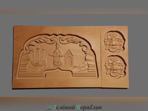 DV-02-1 Деревянный кормовой декор для Ботика Петра I