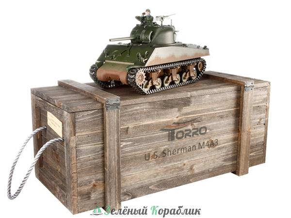 TR1112400762 Р/У танк Torro Sherman M4A3, 1/16  2.4G, ИК-пушка, деревянная коробка