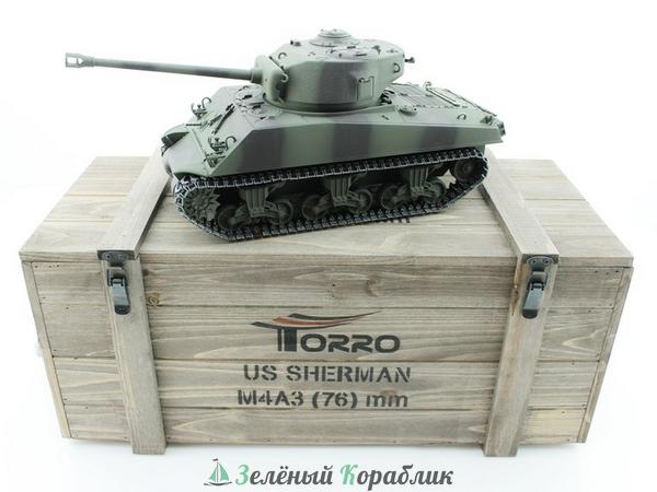 TR1114113065 Р/У танк Torro Sherman M4A3 76mm, 1/16 2.4G, ИК-пушка, деревянная коробка