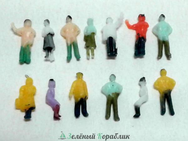 D70004 Фигурки людей для диорам и макетов, окрашенные, 12 шт, высотой 6-8 мм