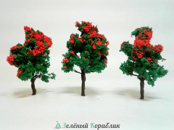 D10001 Макет дерева с красными цветами (ширина 35 мм, высота 60 мм)