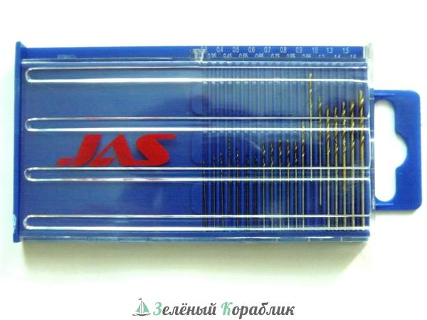JAS4272 Мини-сверла, диаметр 0,3 - 1,6 мм, набор, 20 шт., HSS 4241, нитрид-титановое покрытие