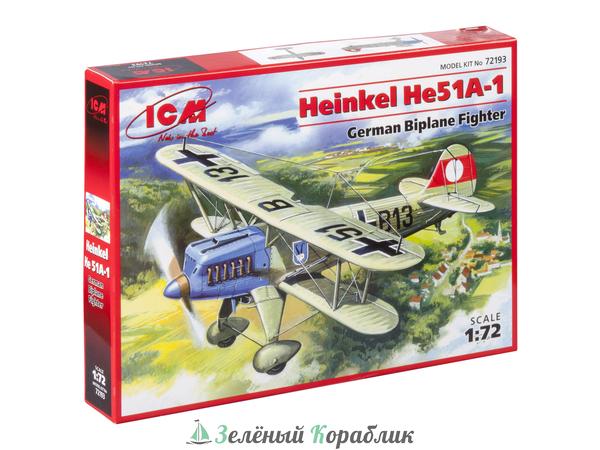 ICM-72193 Сборная модель ICM 1/72 Германский истребитель-биплан Хейнкель He-51 A-1