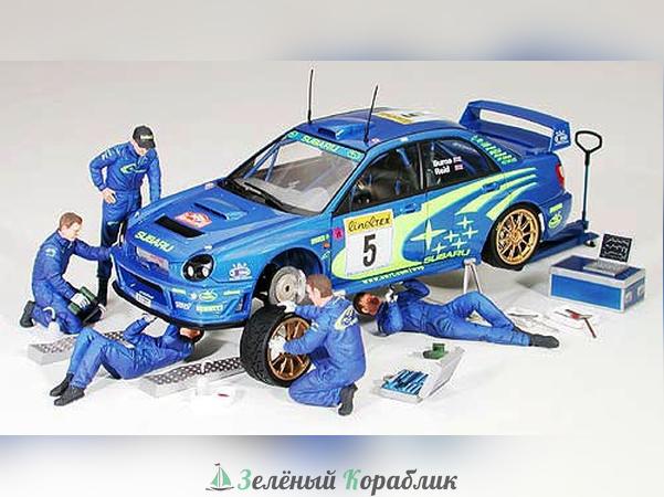 24266 Rally mechanics Set (5 фигур и разл. инструменты) наклейки на комбинезонах Subaru и Peugeot