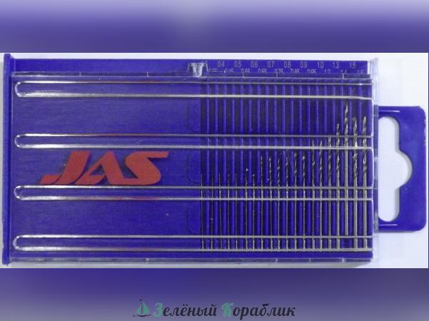 JAS4276 Мини-сверла, диаметр 0,3 - 1,6 мм, набор, 20 шт., HSS 9341, нитрид-титановое покрытие