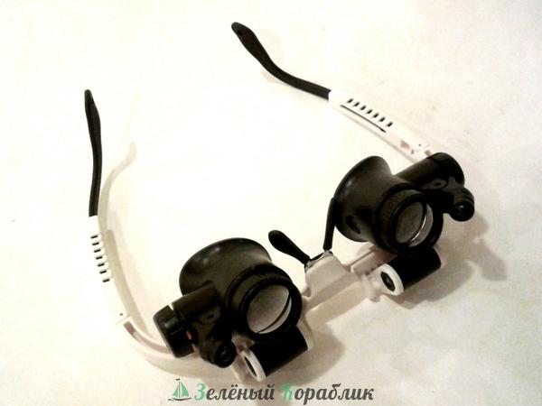 M9892H-1 Лупа-очки налобная бинокулярная 3.5x (очки), с подсветкой (2 LED)