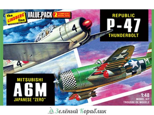 HL507 Склеиваемая модель Hawk Lindberg 1/48 2 pack WWII Adversaries (P-47 Thunderbolt &