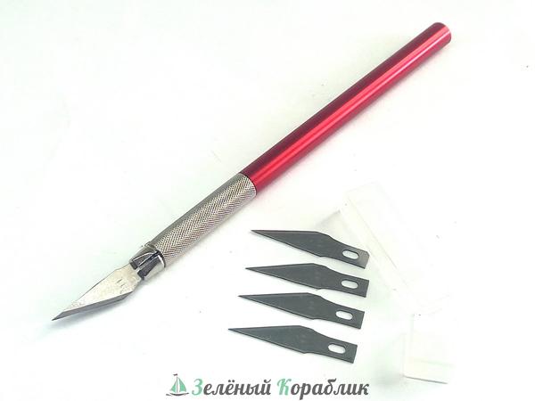 JAS4020 Нож с цанговым зажимом, алюминиевая ручка + 5 лезвий