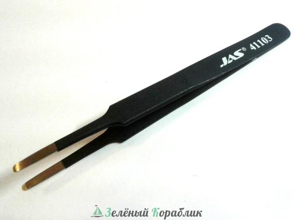 JAS41103 Пинцет прямой, плоские губки, 120 мм